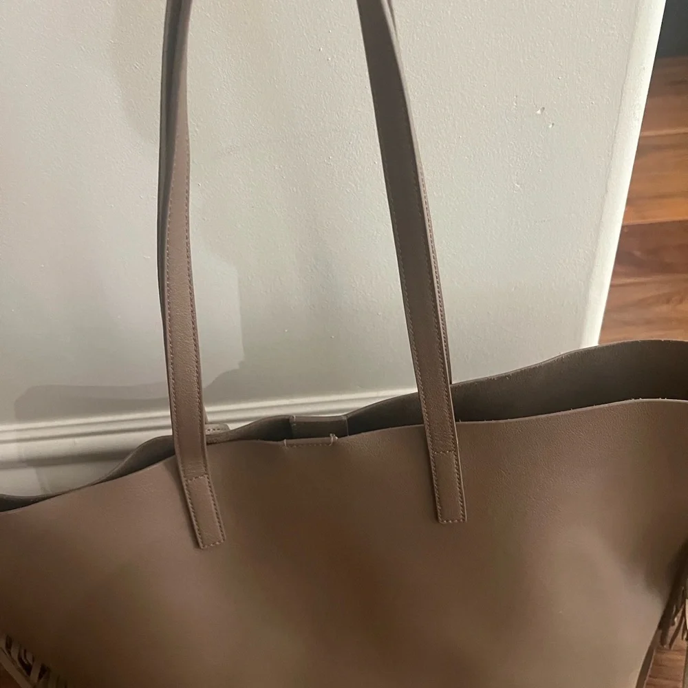 Yves Saint Laurent Taupe Fringe Leather Tote - Picture 6 of 6